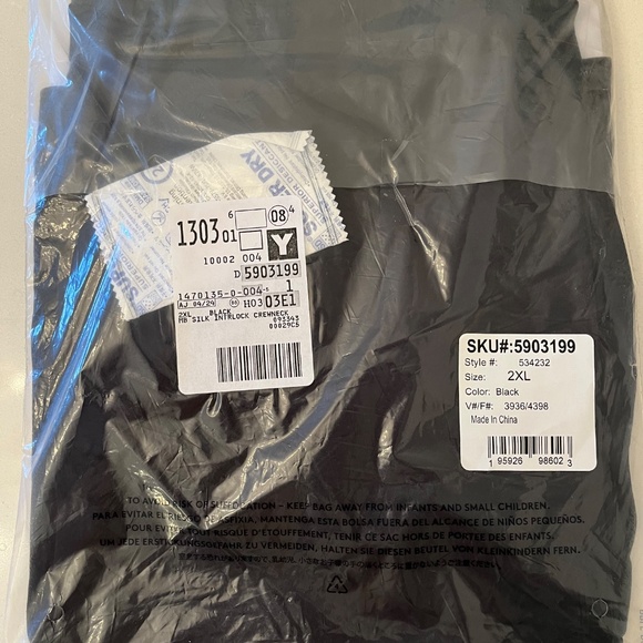 Lands End 100% Silk, CrewNeck Baselayer, XXL Black NWT - Picture 3 of 5